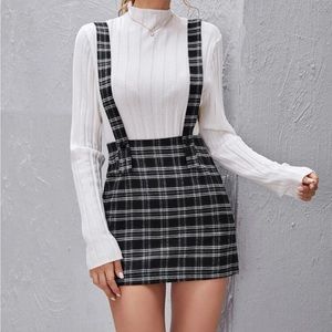 Button Strapped Plaid Skirt NWOT